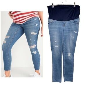 OLD NAVY Full Panel Distressed Maternity Jeans Size 10 LONG